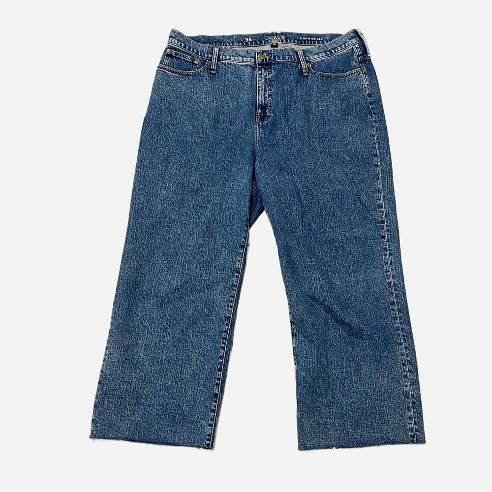 J Crew Slim Wide Leg Raw Frayed Hem Size 35